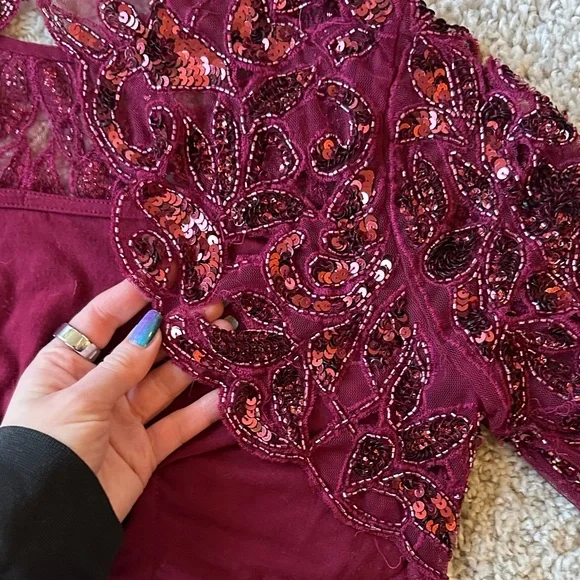 ASOS Burgundy Sequin Mini Dress - Picture 5 of 6